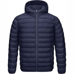 Windproof Stand Collar Men's Puffer Jacket - Custom Lightweight Water-Resistant Woven Solid Zipper Closure <b>Coat</b> for Winter New - Product Image 1