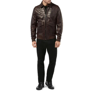 <b>Men's</b> Coated Genuine <b>Leather</b> Biker <b>Jacket</b> Black & Vintage <b>Brown</b> Distressed Lambskin | Windproof Eco-Friendly Motorcycle <b>Jacket</b> - Product Image 3