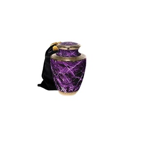Urna de cremación de Metal para adultos, urna de cremación funeraria de aluminio hecha a mano, Color púrpura, tamaño personalizado - Product Image 1