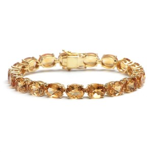 Natural Citrine Stone Charm <b>Bracelet</b> 925 Sterling Silver Gold Plated Yellow <b>Gemstone</b> Fine Jewelry for Women Party - Product Image 4