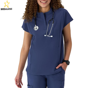 เสื้อสครับสำหรับผู้หญิง คอจีน ผ้าซับเหงื่อ ยืดหยุ่นได้ - Product Image 5