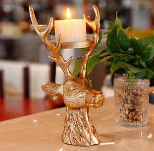 Golden Metal Deer Antler <b>Tea</b> <b>Light</b> Holder Round Shape Heat Resistant Home Decoration Christmas - Product Image 1