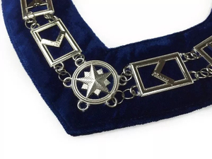 Collier d'officier de réglementation français de la franc-maçonnerie, broderie artisanale sur tissu, collier de cérémonie complet avec chaîne maçonnique - Product Image 2