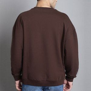Sweat-shirt à col rond pour homme, marron, coupe classique, tricoté, couleur unie, vêtement décontracté pour l'automne - Product Image 6