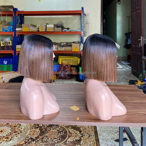 Perruque en dentelle frontale en cheveux humains vierges vietnamiens, double trame, lisse, base en dentelle HD transparente, sans colle, noir naturel, 180% - Product Image 5