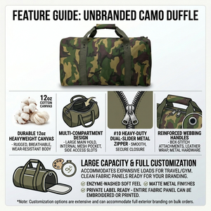 Sac de voyage tactique camouflage imperméable |   Sac de sport et de voyage de grande capacité pour la salle de sport et les activités de plein air |   Logo personnalisé sur coque souple - Product Image 6