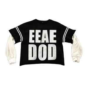 Prix de gros de qualité supérieure personnalisé de haute qualité logo double couche manches longues 100% coton imprimé t-shirt pour hommes - Product Image 3