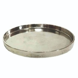 Bandeja Redonda de Metal Plateado, Plato Decorativo, Vajilla de Lujo al por Mayor, Bandejas para Velas de Hotel, Plato para Pastel, Centro de Mesa para Bodas - Product Image 1
