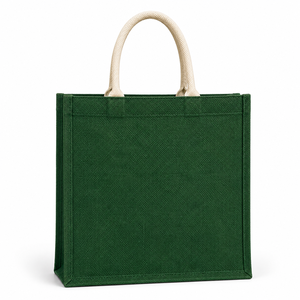 Bolsa de compras de yute Be Kind To Our Planet, 16x14x5 pulgadas, verde, reutilizable, con costuras resistentes y fuelle ancho - Product Image 3