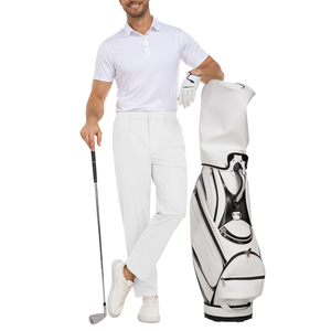 Men <b>White</b> Golf Pants Solid Color Breathable Button Fly Casual Woven <b>Trousers</b> for Outdoor Sports - Product Image 5