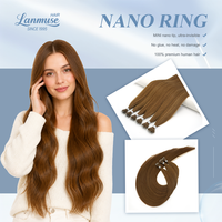 Ekstensi Rambut Lanmuse Hair Nano Ring, Rambut Manusia Rusia Virgin Double Drawn, Cold Fusion Tak Terlihat, Kutikula Tersusun Rapi, Kualitas Salon