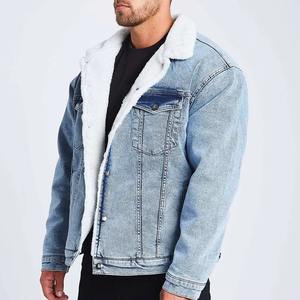 Chaqueta de running personalizada para hombre, diseño patchwork con estampado integral, cuello de piel, botones de mezclilla, 100% algodón, estilo vintage de invierno, de secado rápido. - Product Image 3