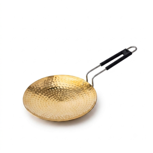 Sartén de latón martillado de primera calidad con mango resistente al calor |   Sartén Tradicional India de Latón |   Sartén Resistente para Cocinar en Casa - Product Image 1
