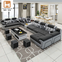 Modernes Wohnzimmer Lounge 7-Sitzer U-förmige Sofa garnitur Möbel L-Form Schnitts ofa Luxus Stoff Modulares Sofa