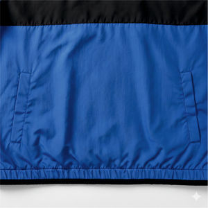 Veste coupe-vent personnalisée brodée, légère et respirante en nylon, à capuche, anorak avec panneau contrastant sur la poitrine, pour le streetwear et les activités de plein air - Product Image 4