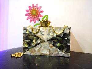 Pochette de soirée Boho faite à la main pour dames nacre métal mosaïque cible chaîne utilisation quotidienne mode Style mariage coffret cadeau - Product Image 6