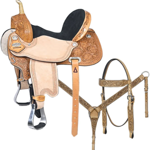 Silla de Montar Western Premium de Cuero Hecha a Mano para Equitación con Estribos, Duradera y Cómoda, para Caballos - Product Image 3