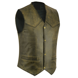 Gilet de motard réversible en cuir et toile de qualité supérieure pour homme avec fermeture éclair et service OEM personnalisé - Product Image 1