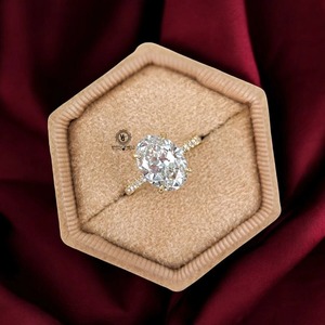 Bague romantique en or massif 10K/14K/18K et argent 925 plaqué rhodium, bague classique, diamant taille ovale certifié IGI, cadeau de fiançailles - Product Image 2