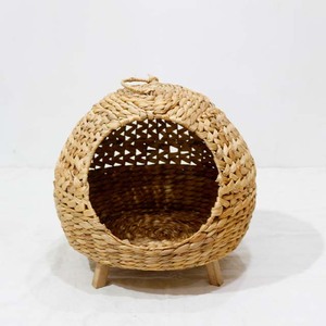 Woven Fiber Round Pet House with Carry Handle Breathable Nest for <b>Cats</b> & Dogs Indoor All Seasons Classic Waterproof - Product Image 6