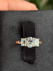 Three Stone Diamond <b>Ring</b> 925 Silver Prong Setting Emerald Cut Classic Engagement Women's Jewelry - Product Image 5