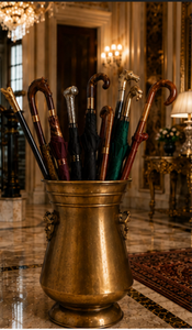 Porte-parapluie en laiton antique avec sculptures ornées et base en patte de lion pour la décoration du hall d'hôtel - Product Image 3