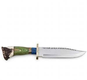 Custom Handcrafted Steel Outdoor Field <b>Tool</b> Stag Antler Green Pakkawood Handle Brass Guard Collector <b>Craft</b> - Product Image 1