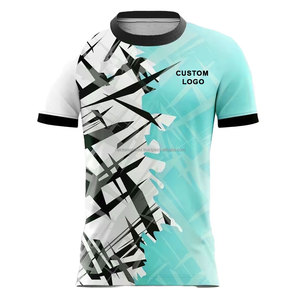 Maillot de football personnalisé avec logo sublimé, manches courtes pour homme, imprimé géométrique, polyester respirant, vêtements de sport pour adultes - Product Image 4