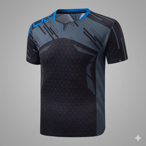 Camiseta Deportiva Personalizada para Hombre, Negra y Morada, con Estampado por Sublimación, de Secado Rápido, 100% Poliéster, Cuello en V, para Deportes de Equipo - Product Image 6