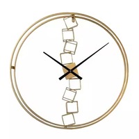 Horloge murale ronde grande en métal de style Art déco antique couleur or pour la décoration de salon