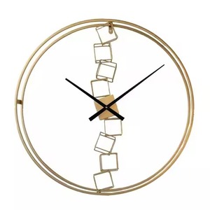<b>Golden</b> Color Antique Art Deco Mechanical Metal Framed Large Round <b>Wall</b> <b>Clock</b> for Living Room Home Decor - Product Image 1