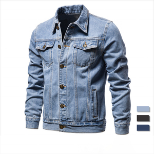 Nueva Chaqueta de Mezclilla y Cuero 2023 para Hombre, Estilo Casual, Color Sólido, Solapa, Cierre de Botón, Transpirable, Secado Rápido, Corte Ajustado, Chaquetas de Calidad para Otoño - Product Image 3