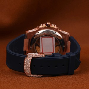 Luxury VVS Moissanite Diamond Diver <b>Watch</b> Rose Gold Fully Iced Cushion Case Glass Analog Moonphase Rubber Strap Sport Hip Hop - Product Image 4