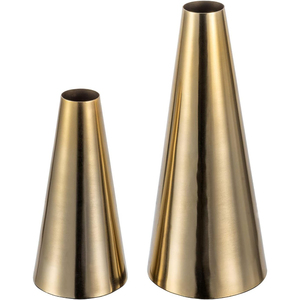 Ensemble de 2 vases décoratifs en laiton au design élégant pour la décoration de table à la maison et à l'hôtel, finition dorée, vase floral en métal - Product Image 1