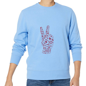 Men's Light Blue Regular Fit Crew Neck Pullover Sweatshirt 100% Polyester Fleece Breathable Winter Casual Knitted - Product Image 2