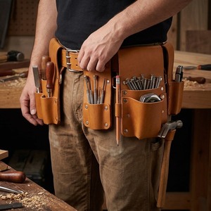 Customizable Leather Waist <b>Tool</b> <b>Bag</b> Belt Electrician Carpenter Utility Pouch Professional Work Organizer Duty Portable Trade Pro - Product Image 2