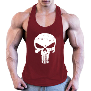 Camiseta sin mangas vintage con estampado de calavera para culturismo y fitness, al por mayor - Product Image 3
