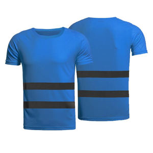 High Visibility <b>Fluorescent</b> Safety Work Shirt Breathable Windproof Reflective Strips Mens Women Unisex Workwear Blue - Product Image 3