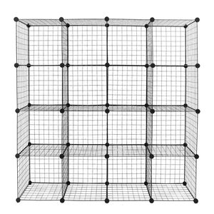 16-Cube Modular Cubbies Multifunction Metal <b>Grid</b> <b>Wire</b> Storage Unit Origami Bookcases & Bookshelves Organizer - Product Image 3