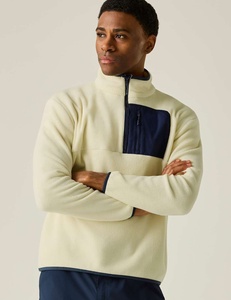 Sudadera de Forro Polar con Cierre de Cremallera para Hombre, Diseño Color Block, Chaqueta Casual de Corte Regular, Prenda Exterior Tejida Transpirable para Otoño - Product Image 1