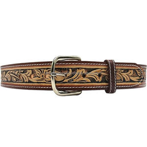Ceinture florale faite à la main en cuir véritable Western usinée et peinte à la main nouveauté ceinture unisexe en cuir usiné à bas prix - Product Image 2