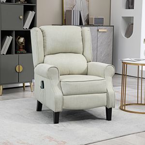 Poltrona reclinabile con schienale a spinta Beige con calore e massaggio per soggiorno - Product Image 1