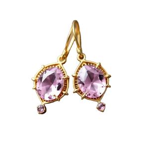 Pendientes de piedras preciosas rosas vintage de Plata de Ley 925 estilo fiesta de boda para mujeres y niñas - Product Image 1