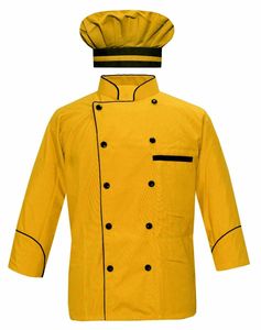 Chaqueta de Chef de Poliéster Amarillo Bordada a Mano con Gorra, Manga Larga, Alta Calidad, Estilo Medieval, para Tienda, Artesanía, Decoración, Arte, Hogar - Product Image 3