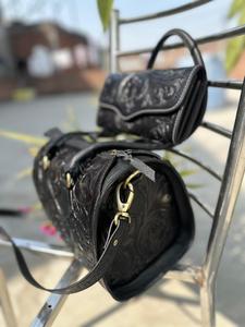 Luxury Genuine Leather Duffel Bag with Embossed Floral Design Zipper Closure Travel <b>Backpack</b> Durable Handcrafted Style - Product Image 4