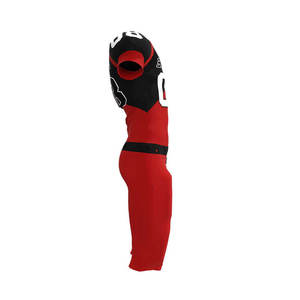 Ensemble de maillots de football américain noir et rouge pour hommes, col en V, coloris contrastés, sportif, séchage rapide, polyester et élasthanne, uniforme d'équipe d'été 80 - Product Image 4