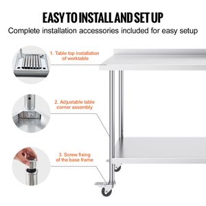 Tavolo da Lavoro Commerciale in Acciaio Inox 24 X 48 X 40 Pollici con Lavello, Banco da Lavoro in Metallo Resistente con Ruote, Tavolo da Lavoro 40 Pollici - Product Image 6