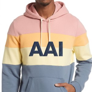 Customized High Quality Streetwear 100% Fleece Hoodies Casual Striped Colorblock Men Oversized Silm Fit Pullover Private <b>Label</b> - Product Image 1