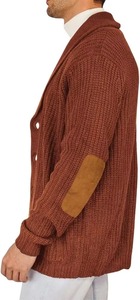 Hot Sell Winter Men's V-neck Patchwork <b>Cardigan</b> <b>Sweater</b> with Button Anti-Wrinkle Multi-Color Belt Knitted Pockets - Product Image 4