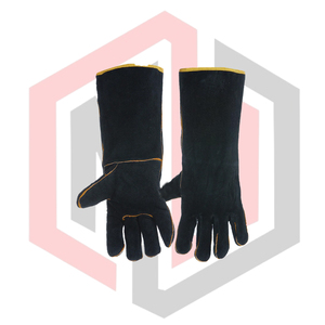 ถุงมือเชื่อมหนังวัวแบบ TIG พร้อมข้อมือถัก คุณภาพสูง สำหรับงานประจำวัน ป้องกันอัคคีภัย ปราศจากซิลิโคน ปราศจากแป้ง OEM ขนาด 16 นิ้ว - Product Image 2